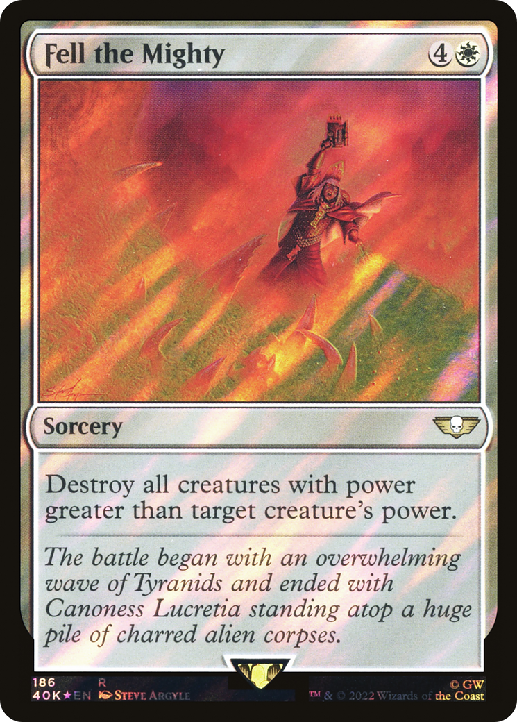 Fell the Mighty (Surge Foil) (40K-186) [Warhammer 40,000 Commander] Foil
