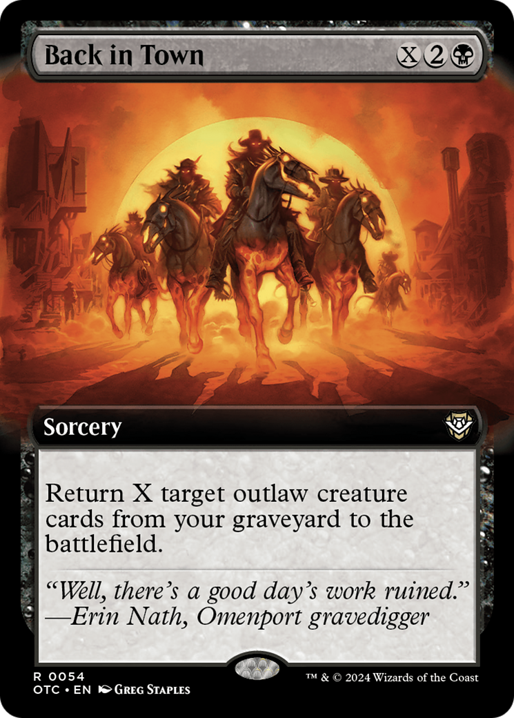 Back in Town (OTC-054) [Outlaws of Thunder Junction Commander]: (Extended Art) Foil