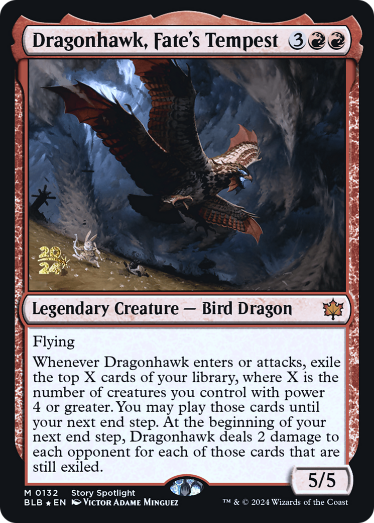 Dragonhawk, Fate's Tempest (PRE-132S) [Bloomburrow Promos] Foil