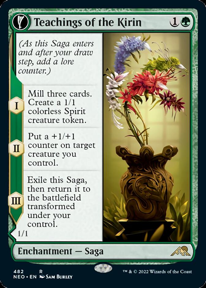 Teachings of the Kirin // Kirin-Touched Orochi (NEO-482) [Kamigawa: Neon Dynasty]: (Extended Art, fandfc, enchantment) Foil