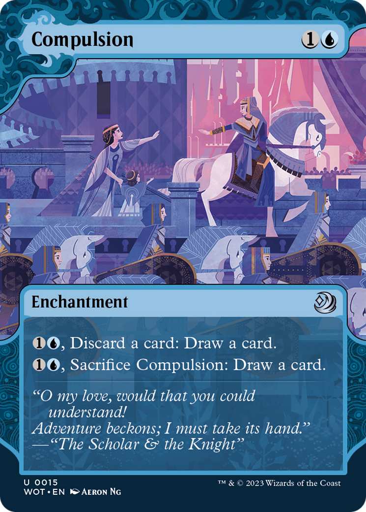 Compulsion (WOT-015) [Wilds of Eldraine: Enchanting Tales]: (Showcase) (Borderless)