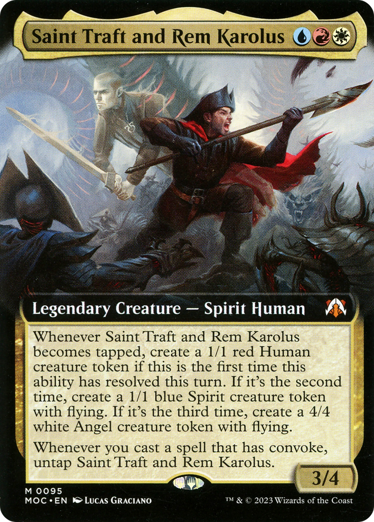 Saint Traft and Rem Karolus (MOC-095) [March of the Machine Commander]: (Extended Art) Foil