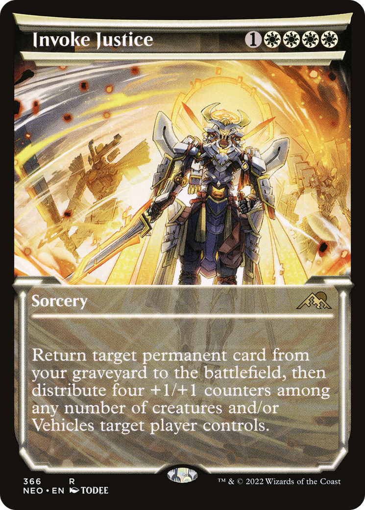 Invoke Justice (NEO-366) [Kamigawa: Neon Dynasty]: (Showcase) Foil