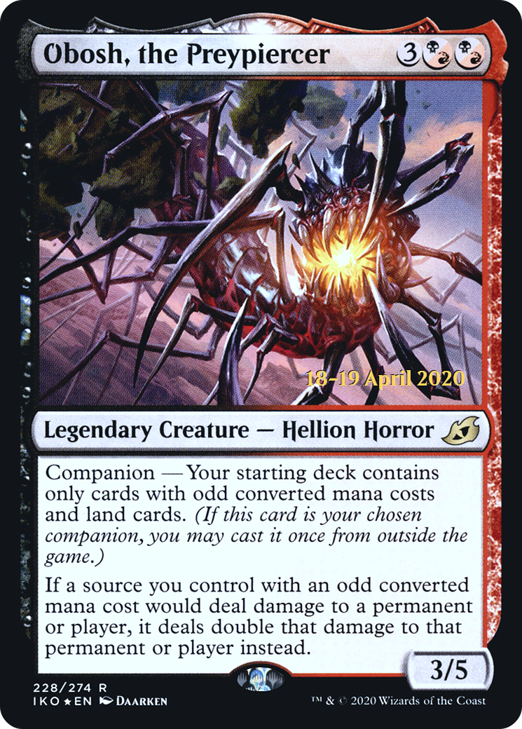Obosh, the Preypiercer (PRE-228S) [Ikoria: Lair of Behemoths Promos]: (companion) Foil