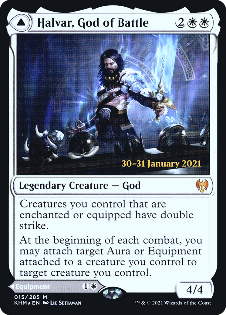 Halvar, God of Battle // Sword of the Realms (PRE-15S) [Kaldheim Promos] Foil