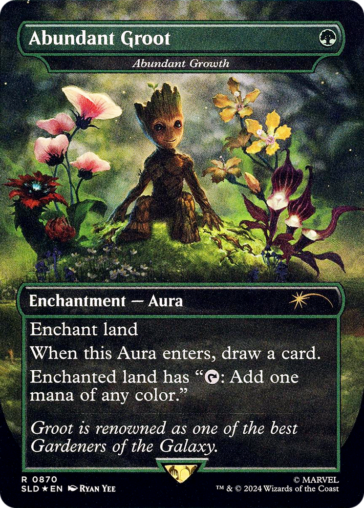 Abundant Growth (SLD-870) [Secret Lair Drop] / Abundant Groot (Borderless) Foil