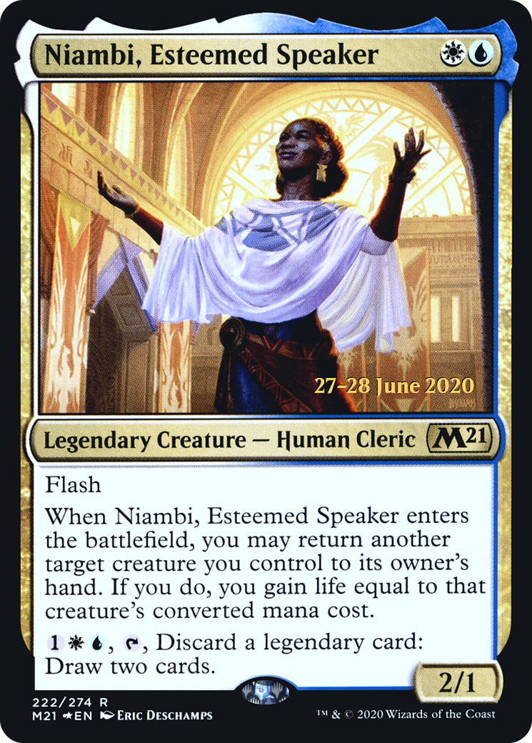 Niambi, Esteemed Speaker (PRE-222S) [Core Set 2021 Promos] Foil