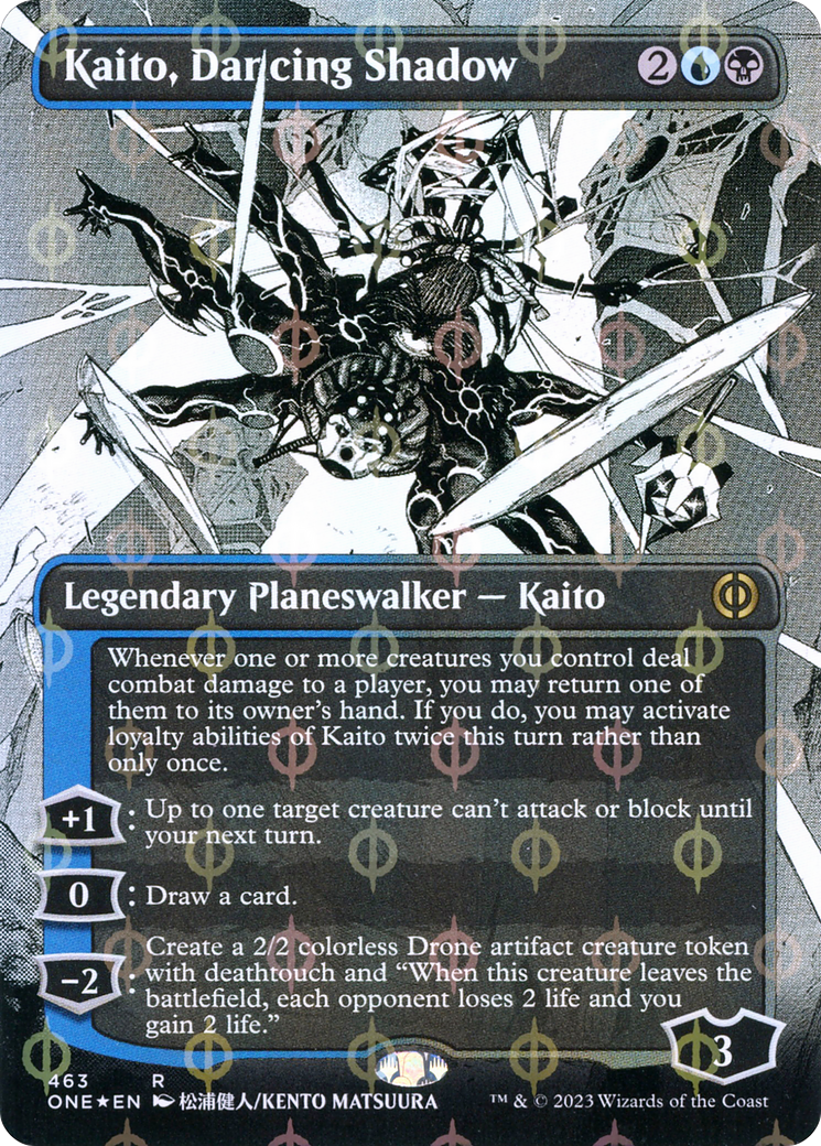Kaito, Dancing Shadow (ONE-463) [Phyrexia: All Will Be One]: (Showcase) (Borderless) Foil