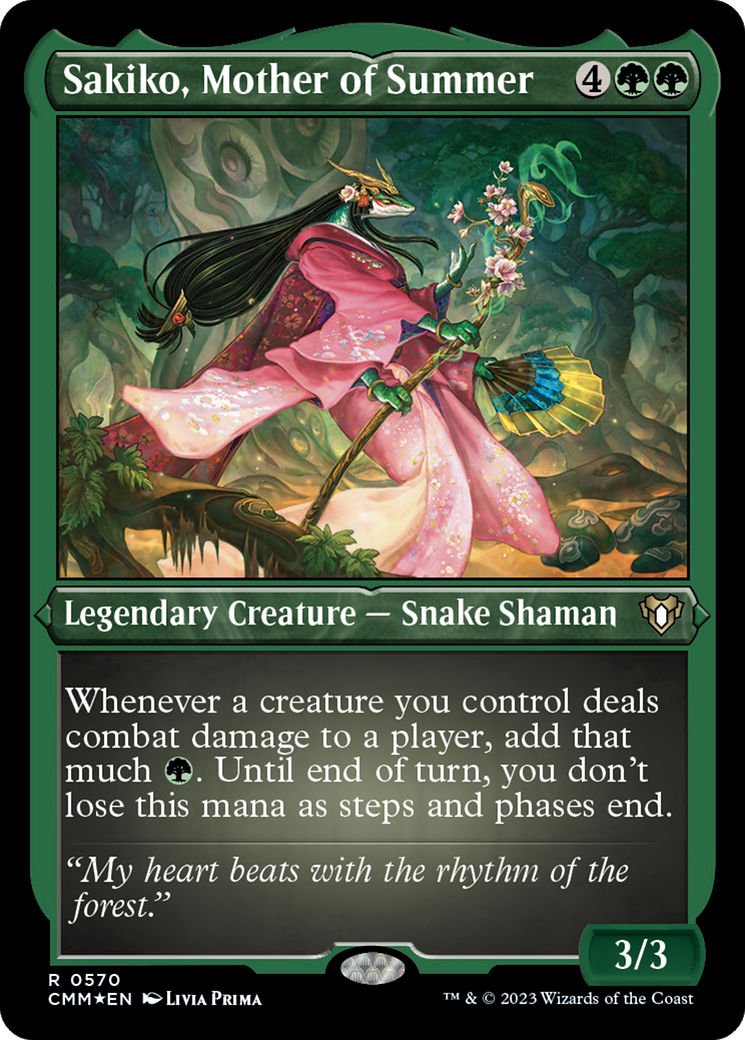 Sakiko, Mother of Summer (CMM-570) [Commander Masters] Etched Foil