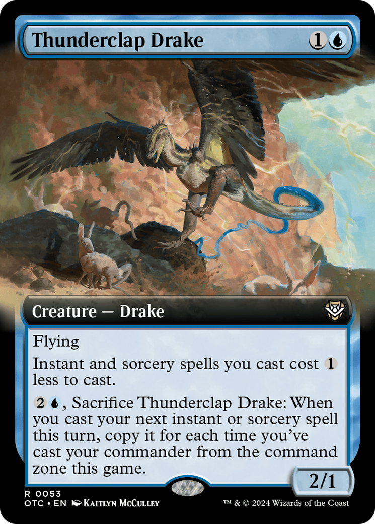 Thunderclap Drake (OTC-053) [Outlaws of Thunder Junction Commander]: (Extended Art) Foil