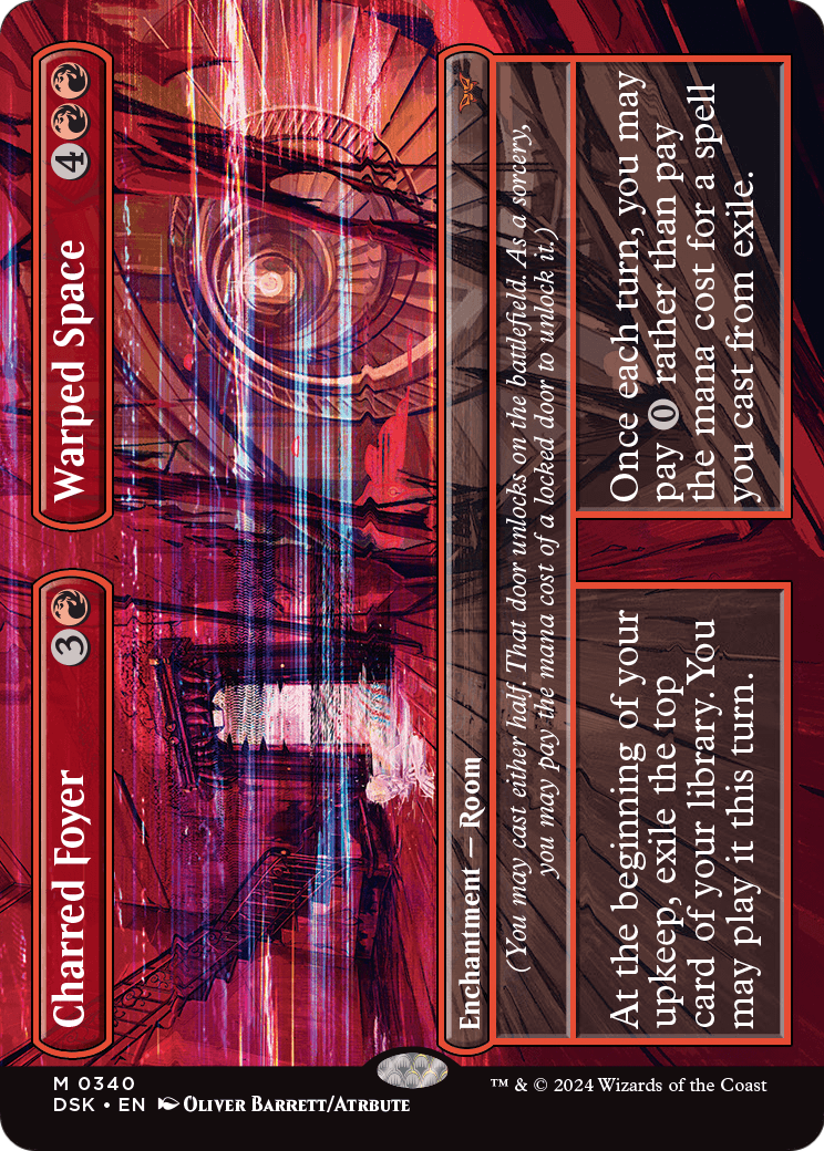 Charred Foyer // Warped Space (Borderless) (DSK-340) [Duskmourn: House of Horror] Foil
