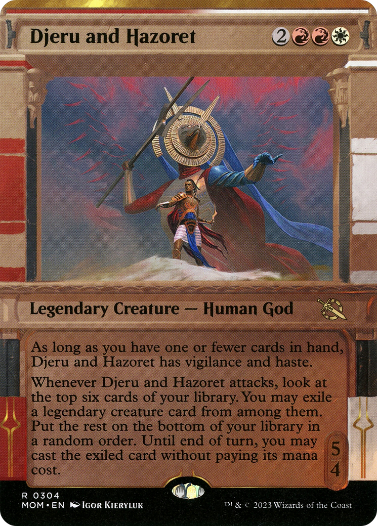 Djeru and Hazoret (MOM-304) [March of the Machine]: (Showcase) (Borderless) Foil