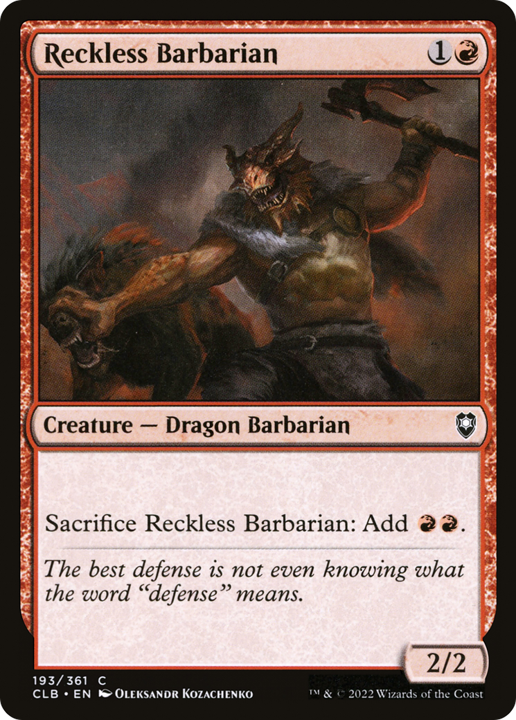 Reckless Barbarian (CLB-193) [Commander Legends: Battle for Baldur's Gate]