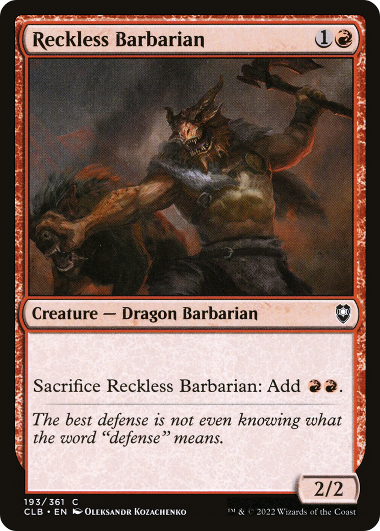 Reckless Barbarian (CLB-193) [Commander Legends: Battle for Baldur's Gate]