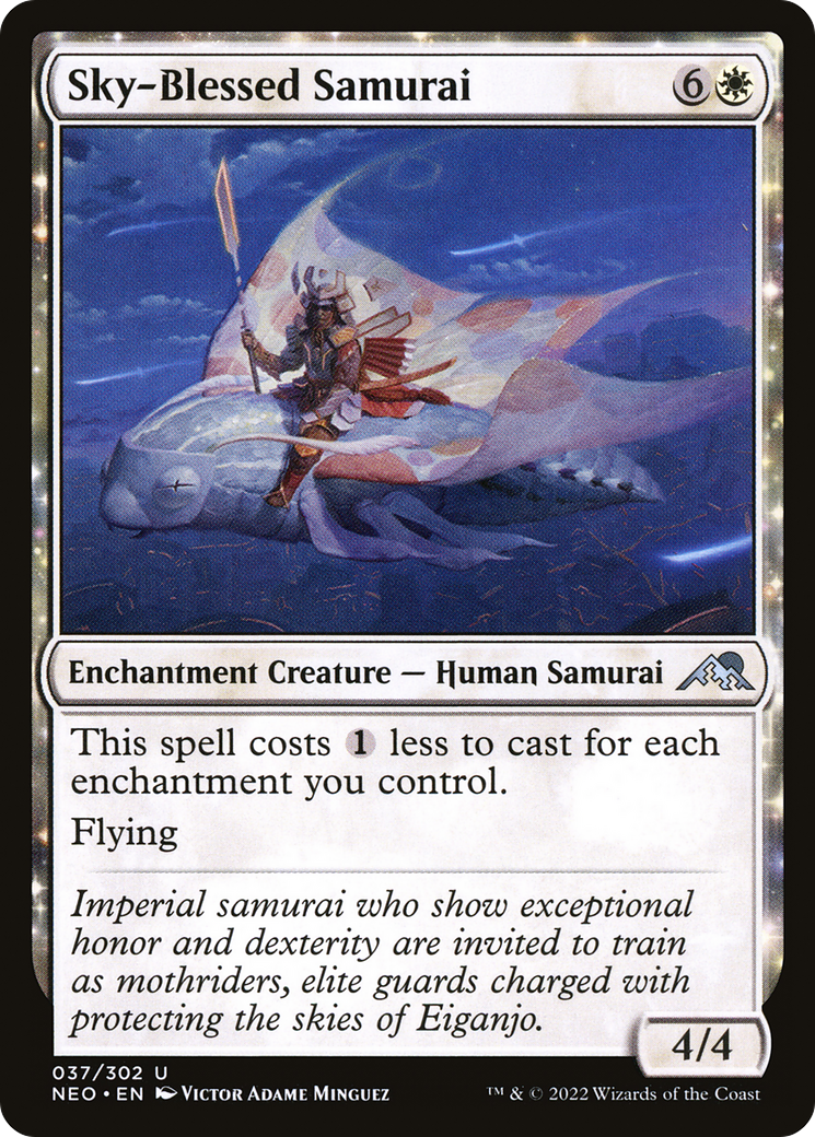 Sky-Blessed Samurai (NEO-037) [Kamigawa: Neon Dynasty] Foil