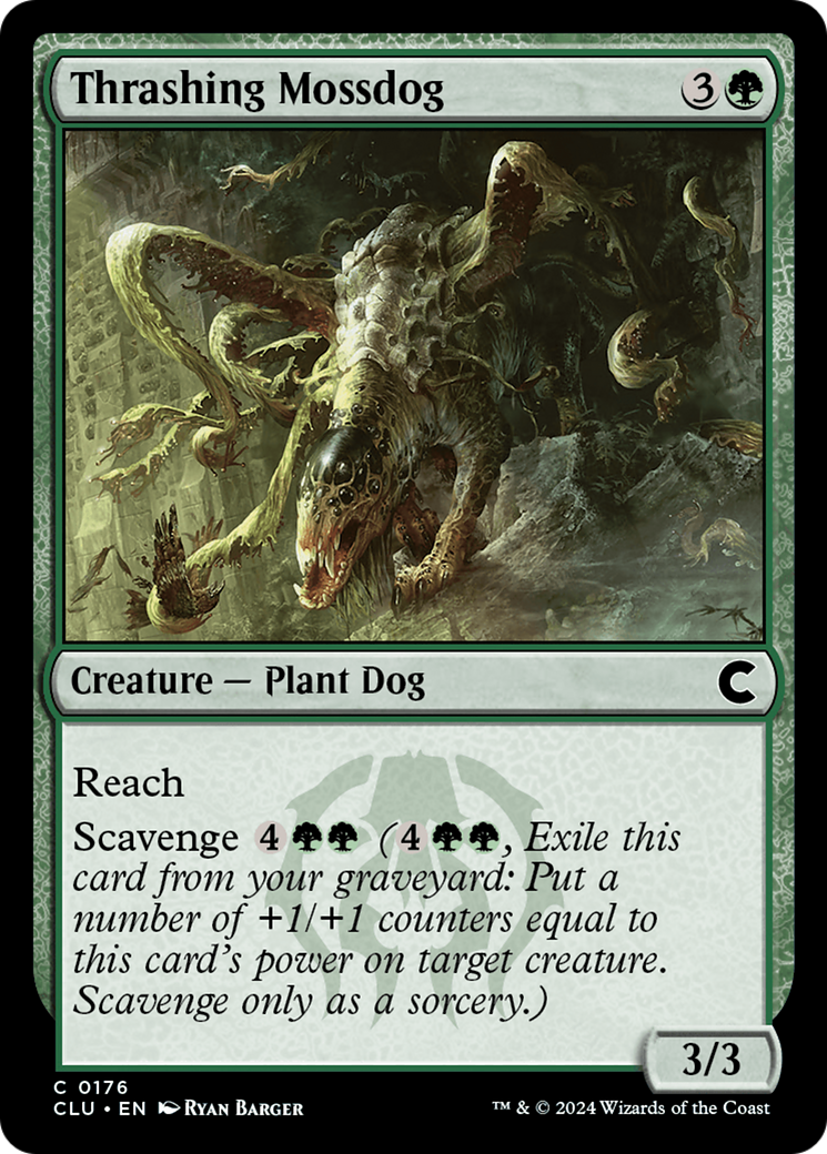 Thrashing Mossdog (CLU-176) [Ravnica: Clue Edition]