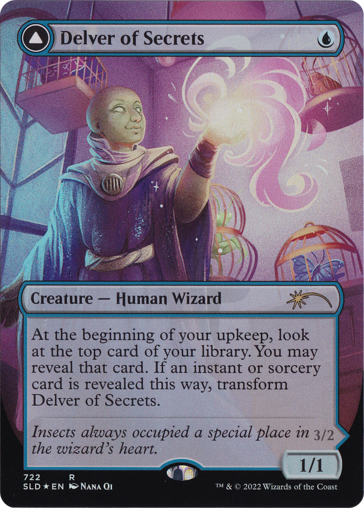 Delver of Secrets // Insectile Aberration (SLD-722) [Secret Lair Drop] (Borderless) Foil