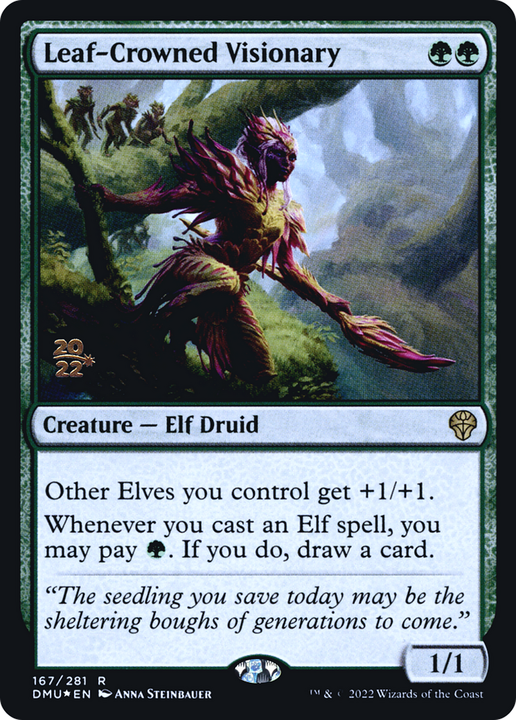 Leaf-Crowned Visionary (PRE-167) [Dominaria United Promos] Foil