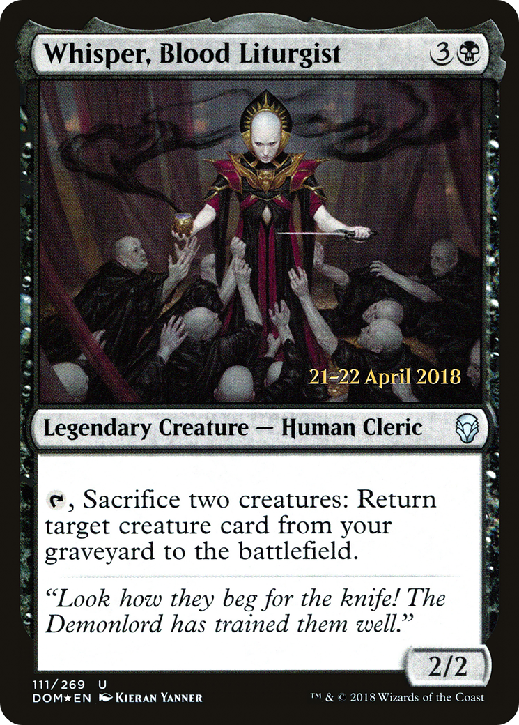 Whisper, Blood Liturgist (PRE-111S) [Dominaria Promos] Foil