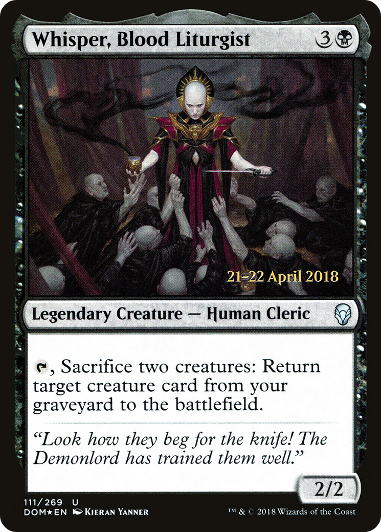 Whisper, Blood Liturgist (PRE-111S) [Dominaria Promos] Foil