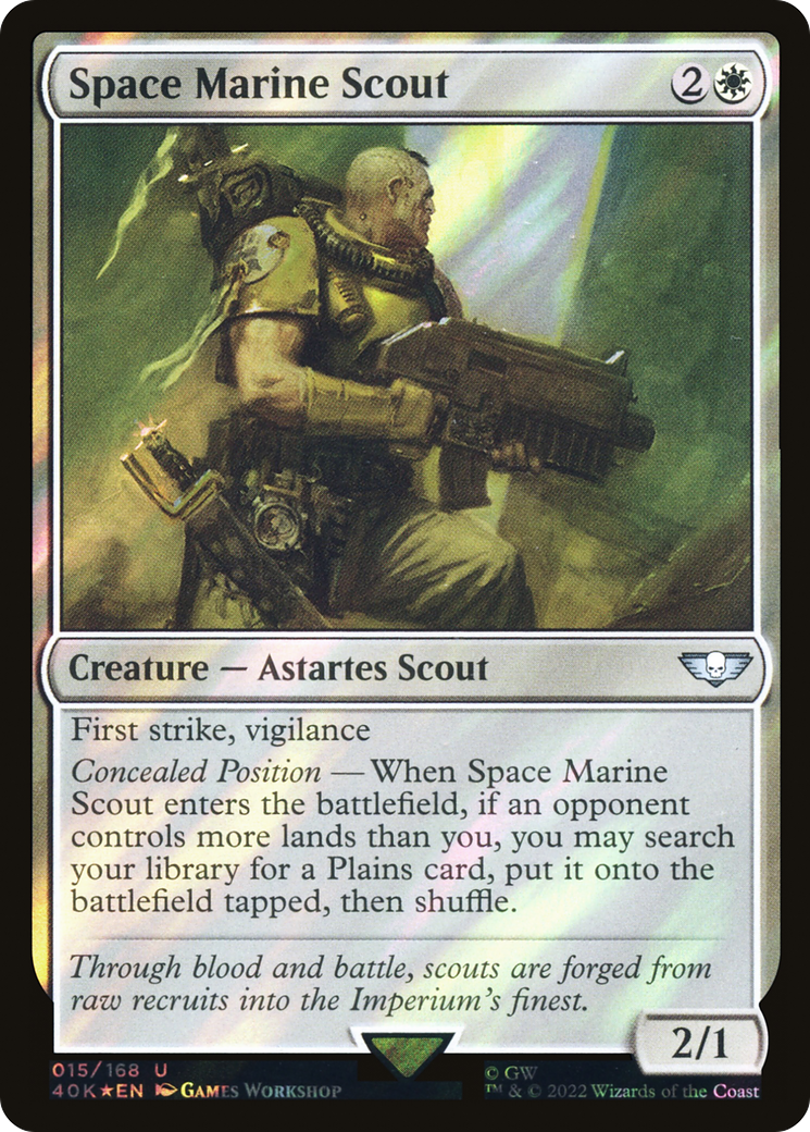 Space Marine Scout (Surge Foil) (40K-015) [Warhammer 40,000 Commander] Foil
