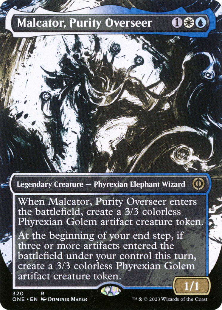 Malcator, Purity Overseer (ONE-320) [Phyrexia: All Will Be One]: (Showcase) (Borderless) Foil