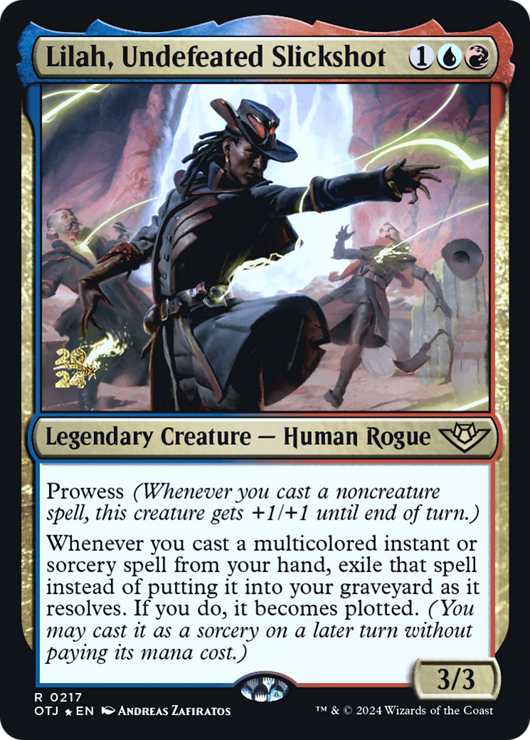 Lilah, Undefeated Slickshot (PRE-217S) [Outlaws of Thunder Junction Promos] Foil