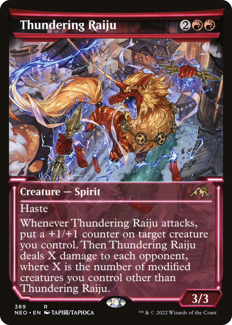 Thundering Raiju (Showcase) (NEO-389) [Kamigawa: Neon Dynasty]