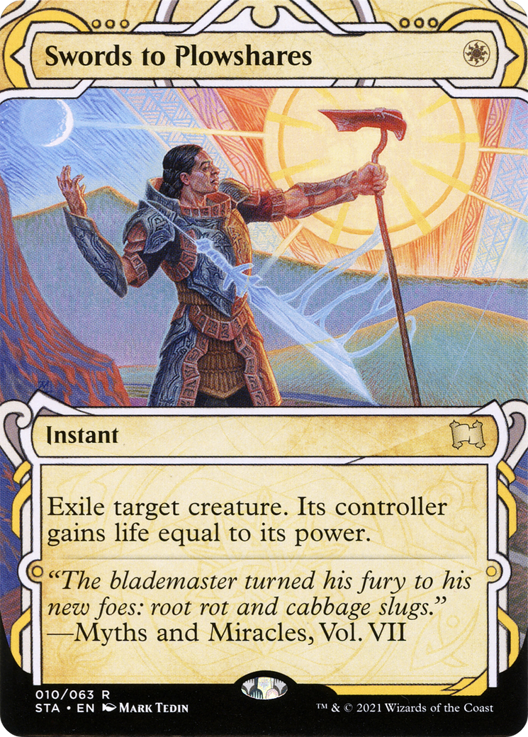 Swords to Plowshares (STA-010) (Showcase) (Borderless) [Strixhaven Mystical Archive]