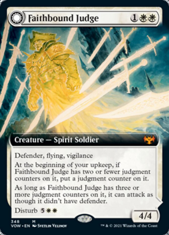 Faithbound Judge // Sinner's Judgment (VOW-348) [Innistrad: Crimson Vow]: (Extended Art, Double Faced Transform) Foil