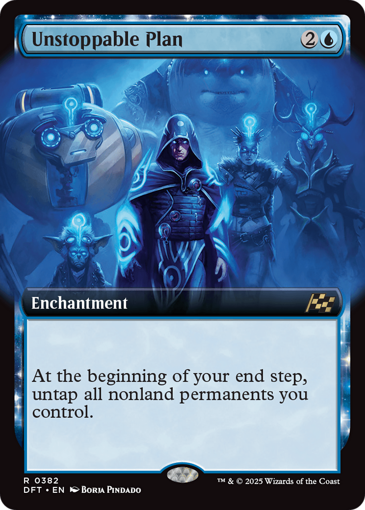 Unstoppable Plan (DFT-382) [Aetherdrift]: (enchantment, Extended Art) Foil