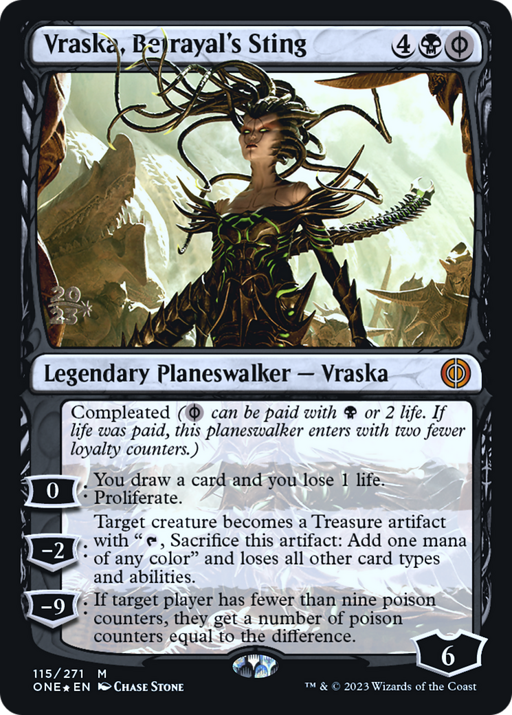 Vraska, Betrayal's Sting (PRE-115S) [Phyrexia: All Will Be One Promos] Foil