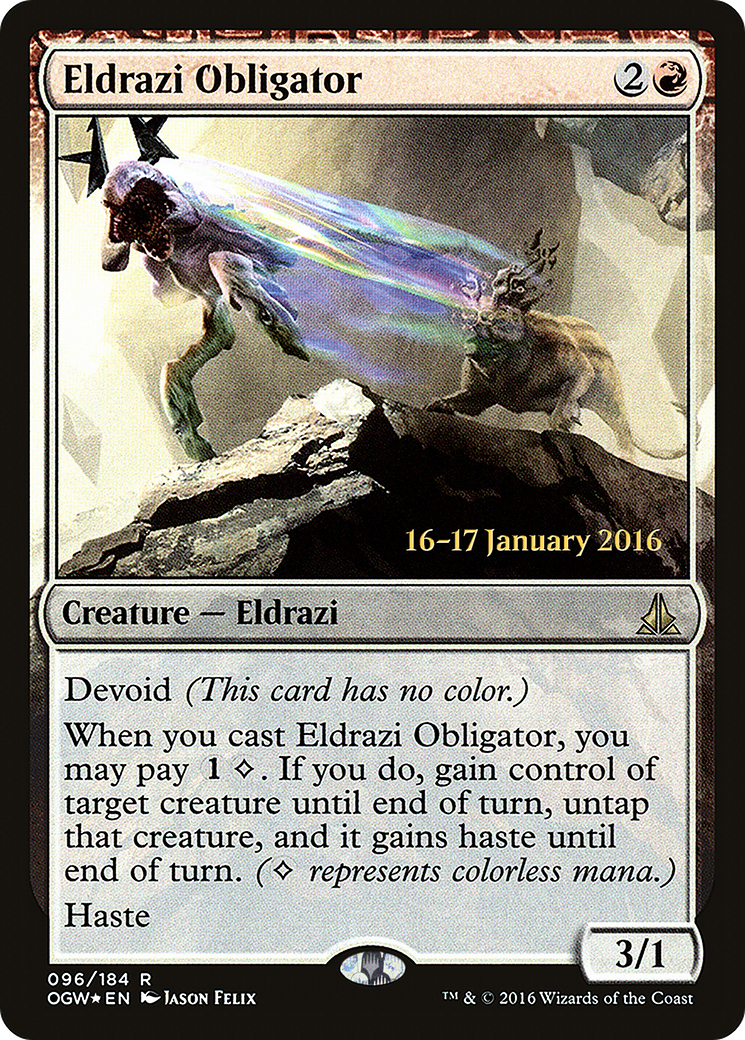 Eldrazi Obligator (PRE-96S) [Oath of the Gatewatch Promos] Foil