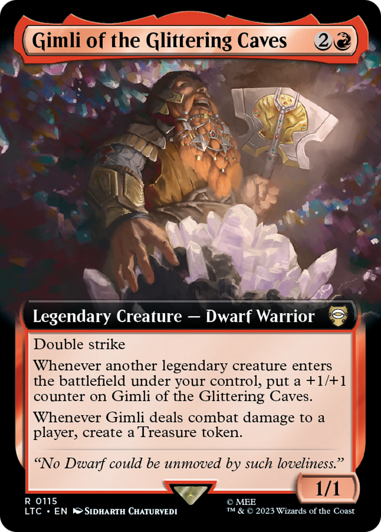 Gimli of the Glittering Caves (LTC-115) [Tales of Middle-earth Commander]: (Extended Art)