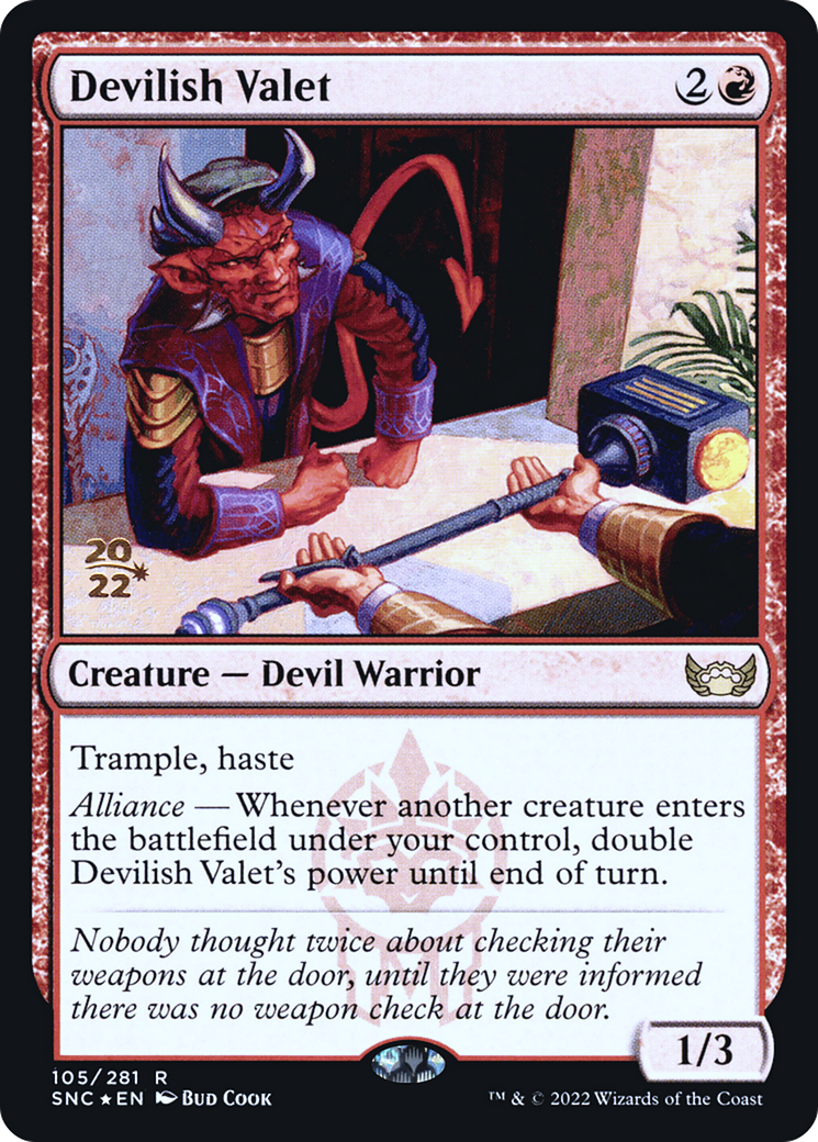 Devilish Valet (PRE-105) [Streets of New Capenna Promos] Foil