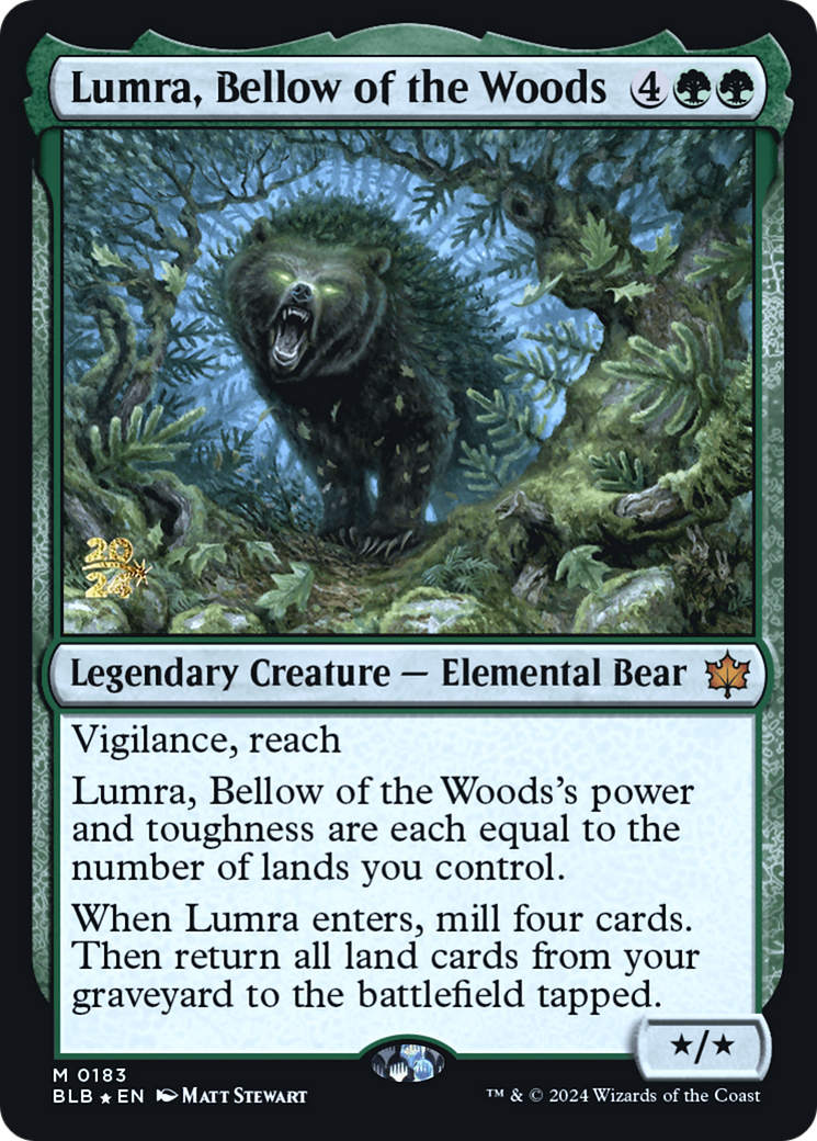 Lumra, Bellow of the Woods (PRE-183S) [Bloomburrow Promos] Foil
