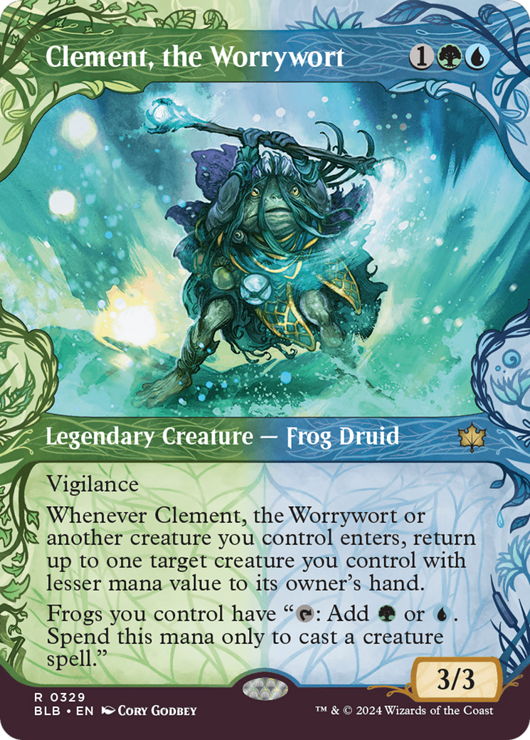 Clement, the Worrywort (BLB-329) [Bloomburrow]: (Showcase) (Borderless) Foil