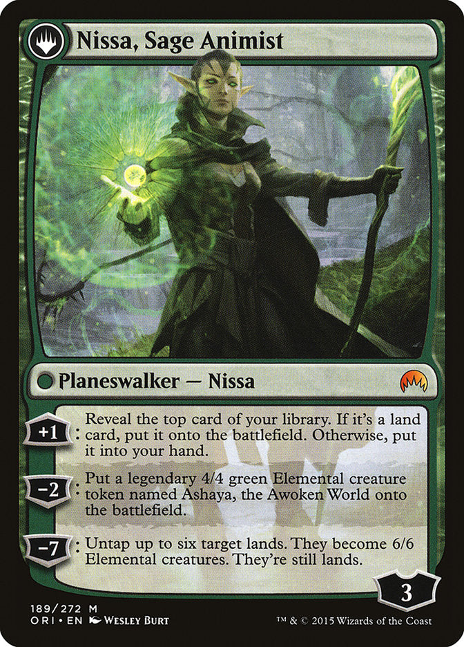 Nissa, Vastwood Seer // Nissa, Sage Animist (ORI-189) [Magic Origins]: (originpwdfc) Foil