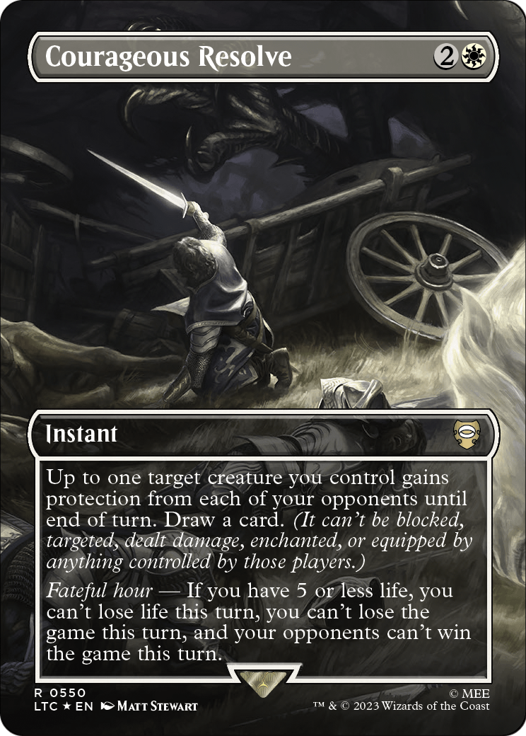 Courageous Resolve (Borderless) (Surge Foil) (LTC-550) [Tales of Middle-earth Commander] Foil
