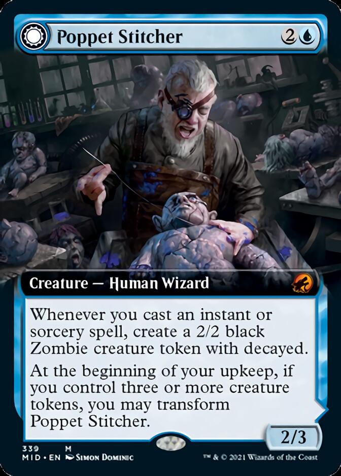 Poppet Stitcher // Poppet Factory (MID-339) [Innistrad: Midnight Hunt]: (Extended Art, Double Faced Transform) Foil