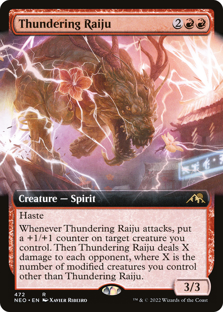 Thundering Raiju (NEO-472) [Kamigawa: Neon Dynasty]: (Extended Art) Foil