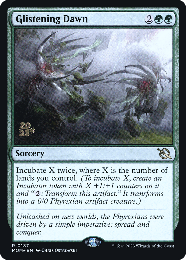 Glistening Dawn (PRE-187S) [March of the Machine Promos] Foil