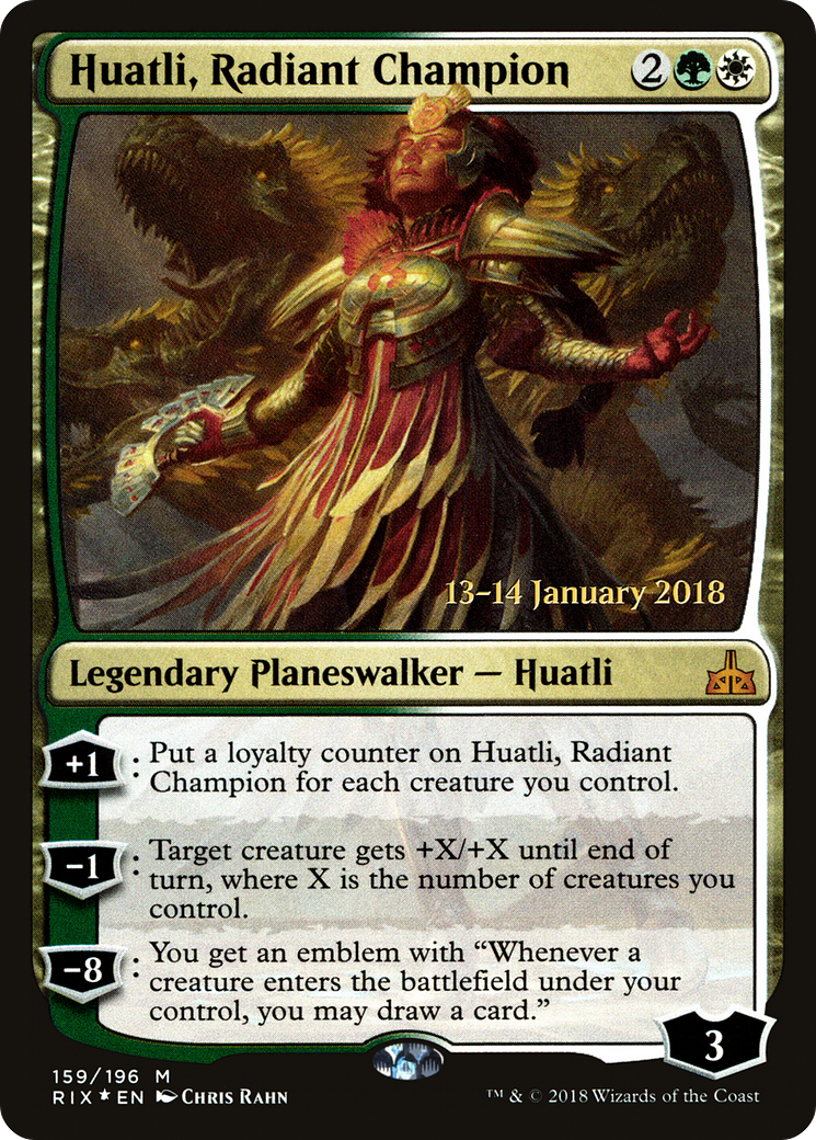 Huatli, Radiant Champion (PRE-159S) [Rivals of Ixalan Promos] Foil