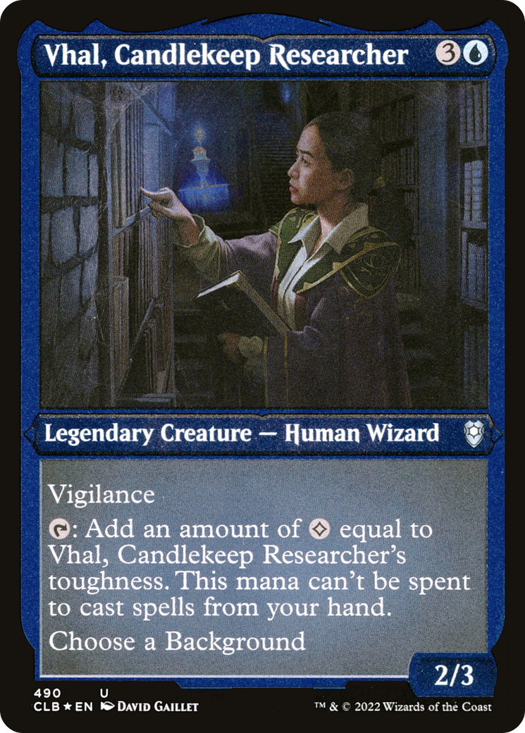 Vhal, Candlekeep Researcher (Foil Etched) (CLB-490) [Commander Legends: Battle for Baldur's Gate] Foil