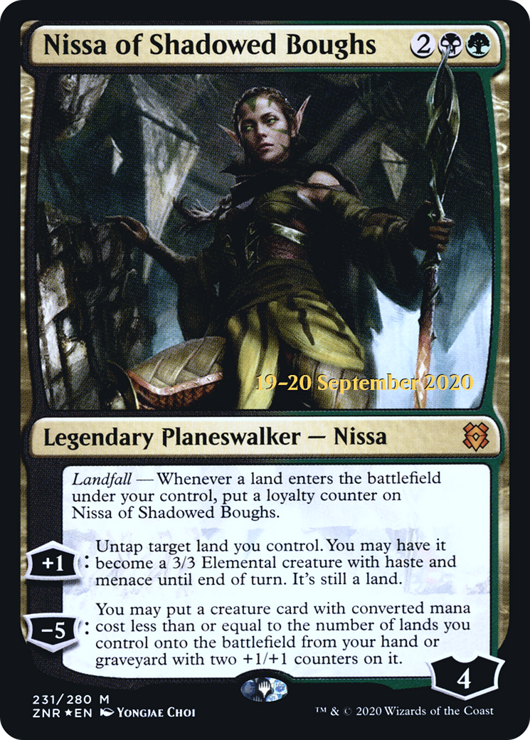 Nissa of Shadowed Boughs (PRE-231S) [Zendikar Rising Promos] Foil