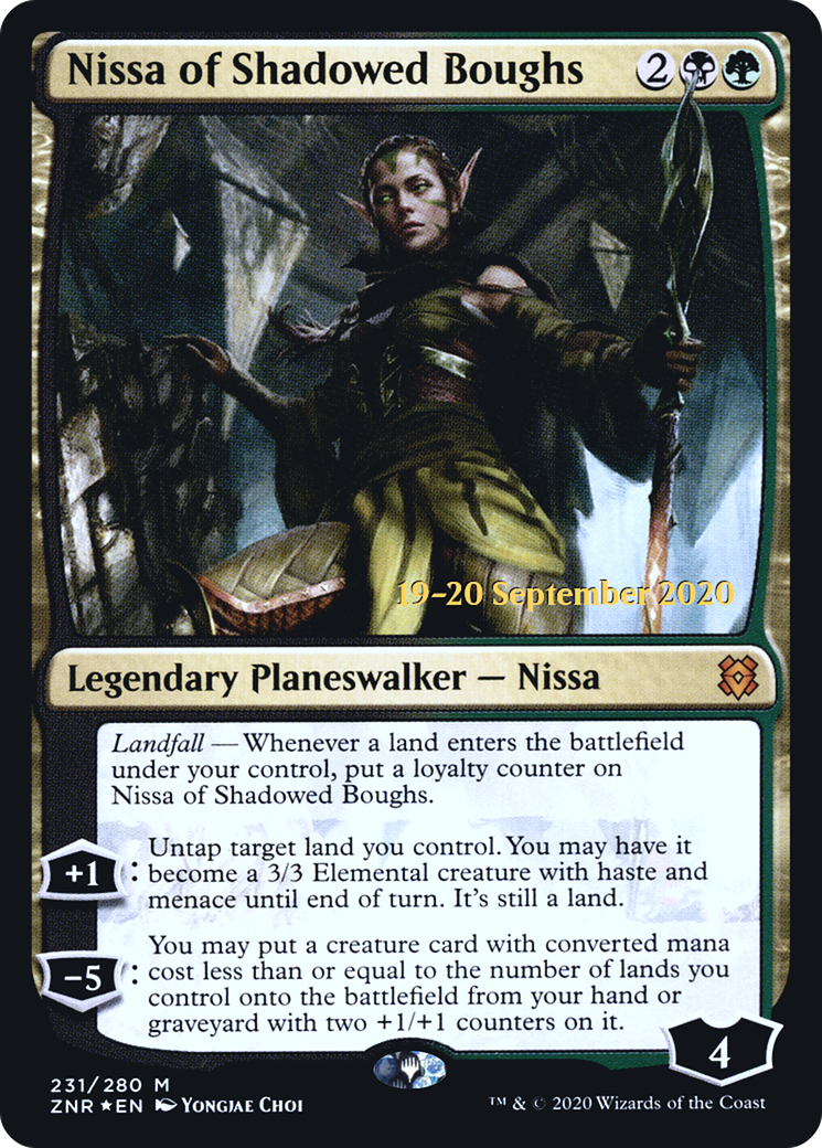 Nissa of Shadowed Boughs (PRE-231S) [Zendikar Rising Promos] Foil