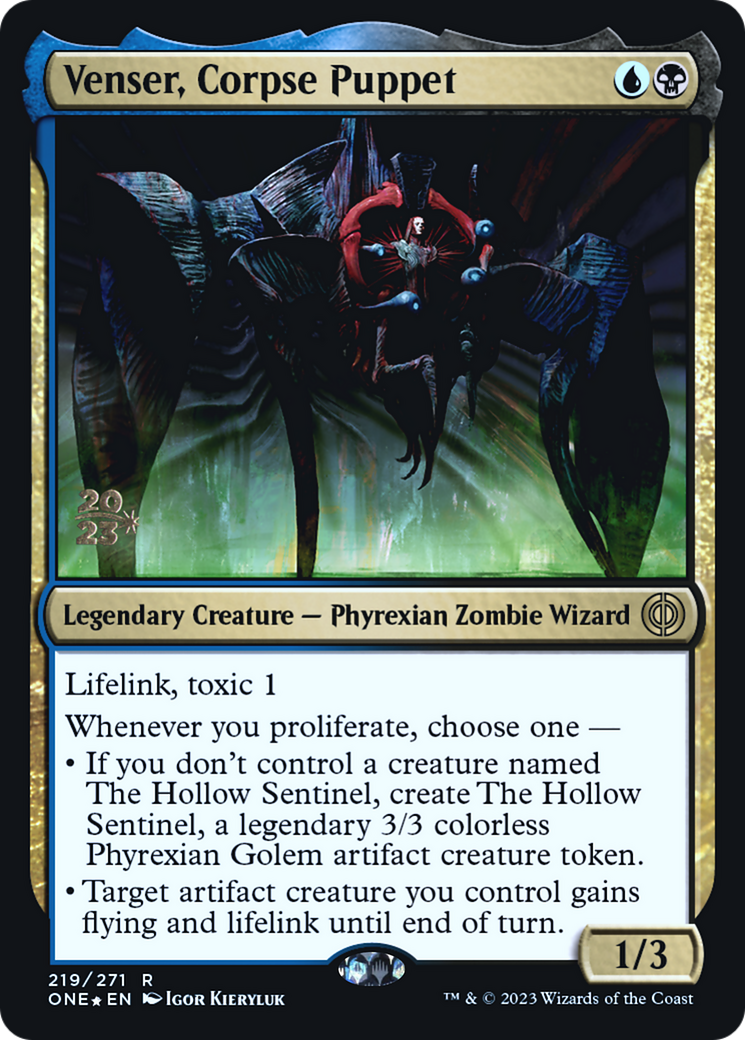 Venser, Corpse Puppet (PRE-219) [Phyrexia: All Will Be One Promos] Foil