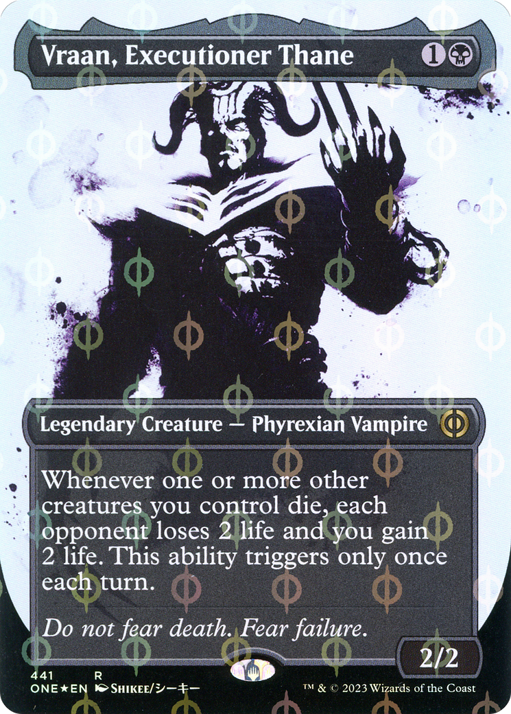Vraan, Executioner Thane (ONE-441) [Phyrexia: All Will Be One]: (Showcase) (Borderless) Foil