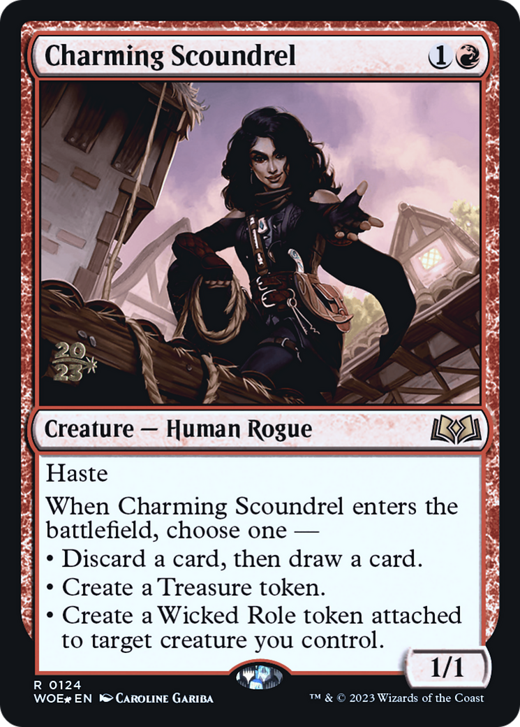 Charming Scoundrel (PRE-124S) [Wilds of Eldraine Promos] Foil