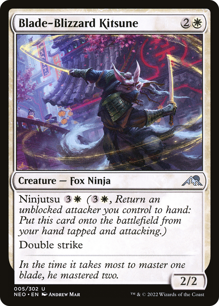 Blade-Blizzard Kitsune (NEO-005) [Kamigawa: Neon Dynasty] Foil
